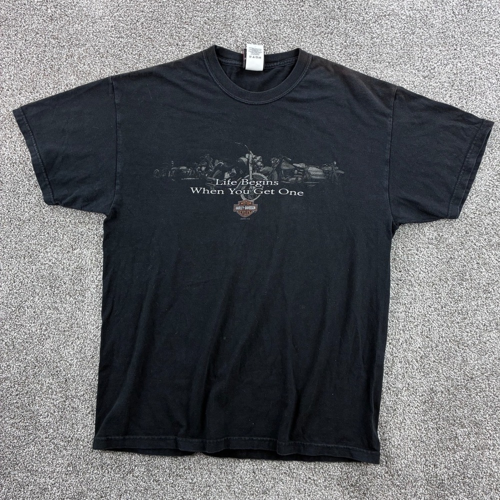 Vintage Harley Davidson Shirt Mens L Black Washington Eagle Biker Motorcycle